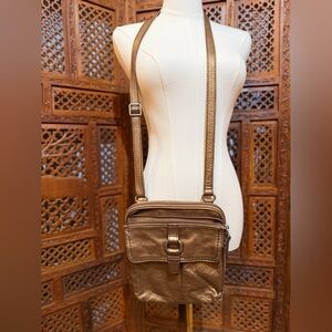 ✨ Vintage Fossil Crossbody Bag – Y2K Bronze Leather ✨